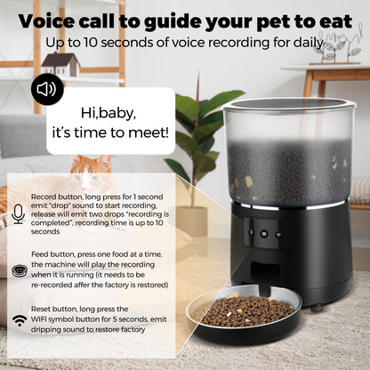 Automatic Cat Feeders Wifi 4L Timed Large Capacity Auto Dog Food Dispenser