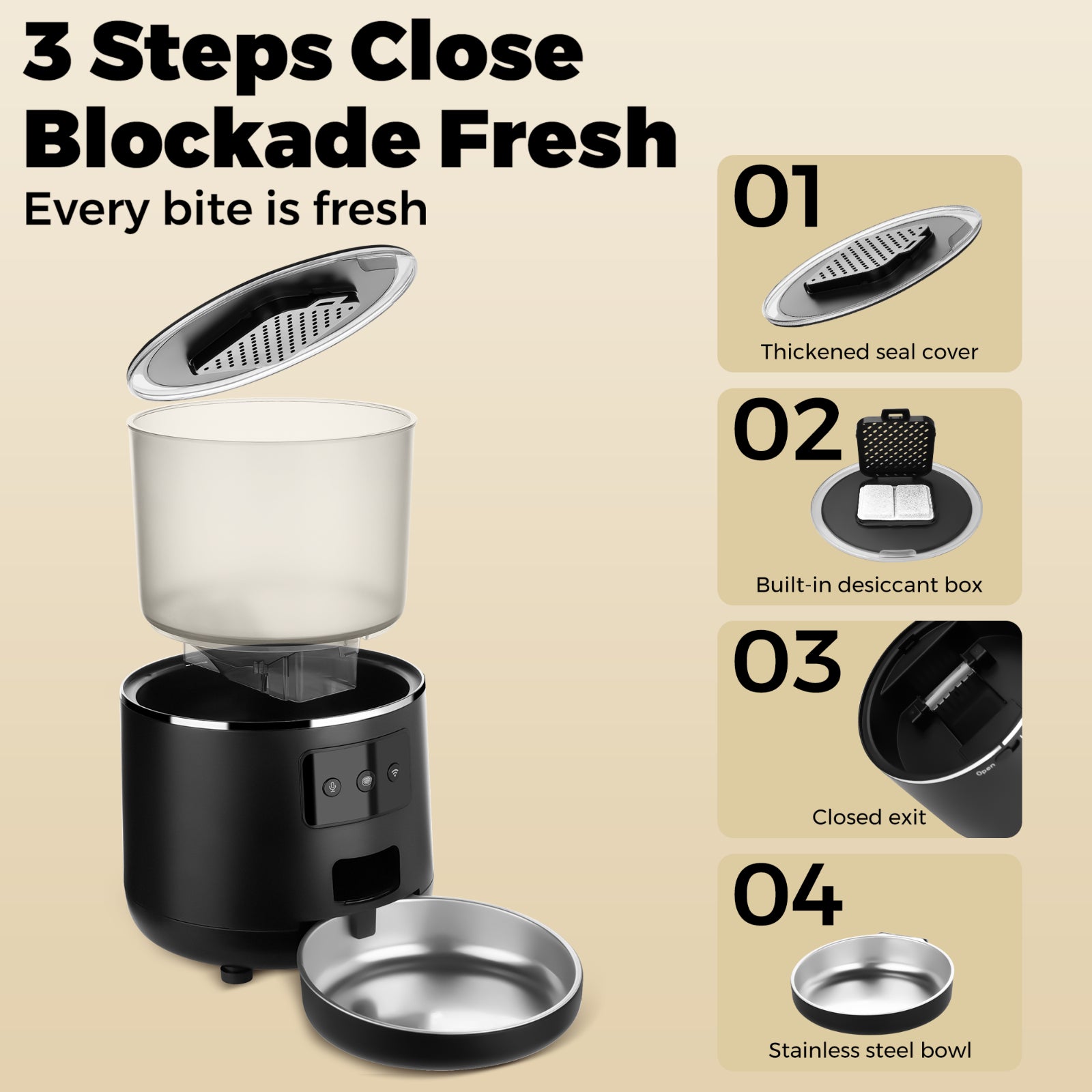 Automatic Cat Feeders Wifi 4L Timed Large Capacity Auto Dog Food Dispenser